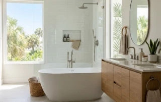Luxurious bathroom remodel Sarasota FL featuring a spa-like atmosphere and high-end fixtures.